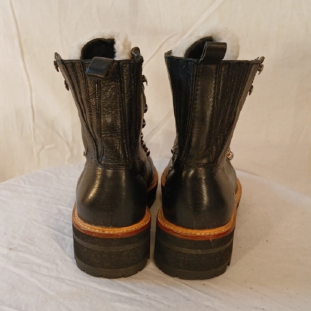 Stunning Marc Fisher Black Leather And 100% Shearling Booties - Picture 7 of 16